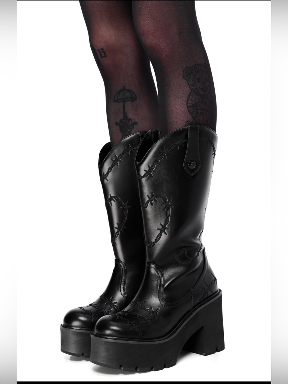 Foxblood Black Platform Western Boots - size 7
